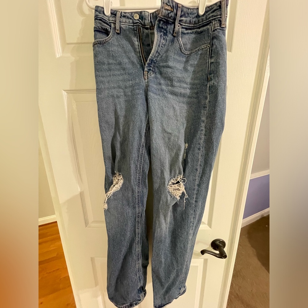 Old Navy Blue High Rise, Wide Leg Denim with Modern Distressing